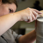 Sally Bertram at work in her studio 2019